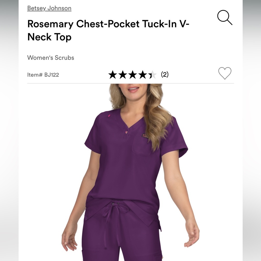 Betsey Johnson scrubs set Size XS, Color Eggplant. Jogger pant and tuck-in top.